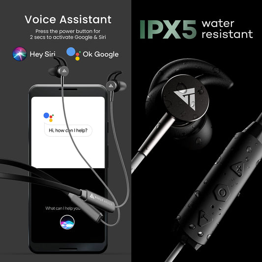 Boult Audio FXCharge Wireless in Ear Bluetooth Neckband with ENC Mic, 32H Playtime, Type-C Fast Charging (5Mins=7.5Hrs Playtime), Dual Pairing, Made in India, Biggest 14.2mm Drivers Ear Phones (Black)