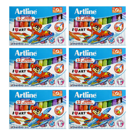 Artline Non-Toxic Junior Jumbo 12 Shades Wax Crayons