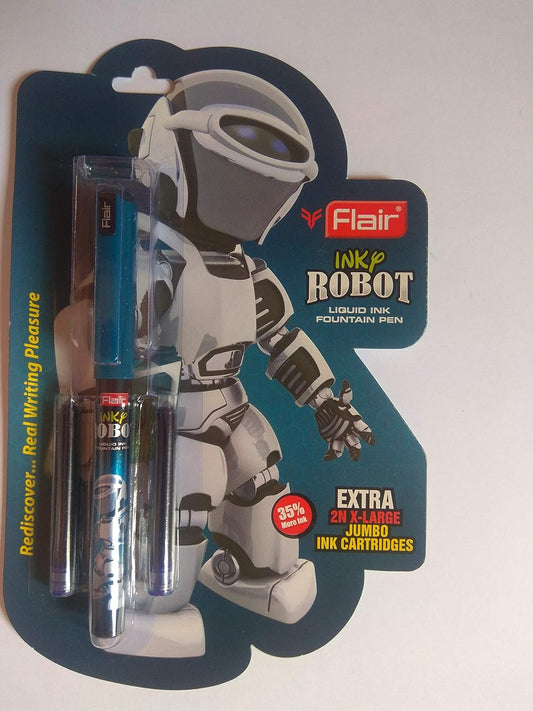 Flair Inky Series Robot Liquid Ink Fountain Pen Blister Pack - Blue Ink