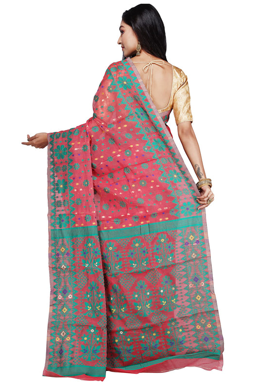 CRAFTONI Small Flower Butik Design Women Dhakai Jamdani Soft Cotton Silk Saree