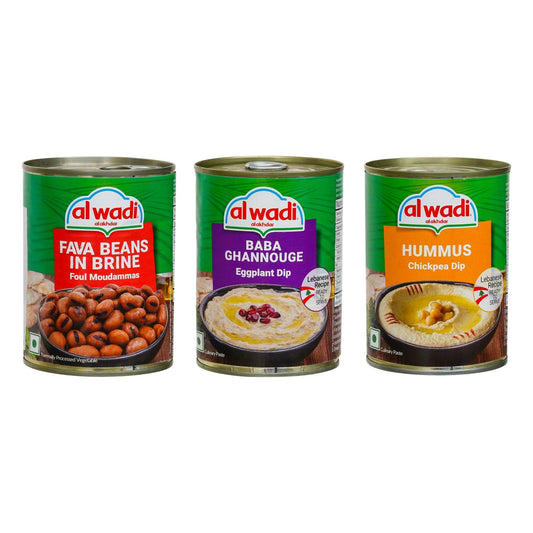 Foul Moudammas(Egyptian)400g|Baba Ghannouge(Eggplant Dip)385g|Hummus(Dip)400g|Combo Of 3