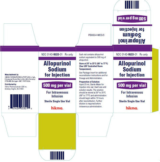 Allopurinol Sodium Injection 500 mg, Single-Use Vial, Sterile (RX)