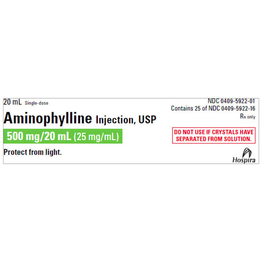 Aminophylline for Injection 500 mg Single-dose Vial 20 mL x 25/Tray (Rx)
