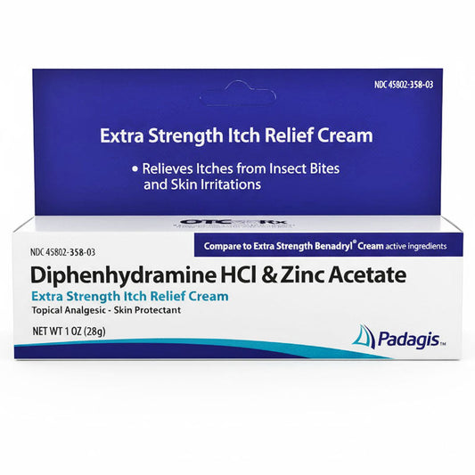 Anti-Itch Cream (Extra Strength) Diphenhydramine HCl and Zinc Acetate Cream 0.1% Padagis 1 oz