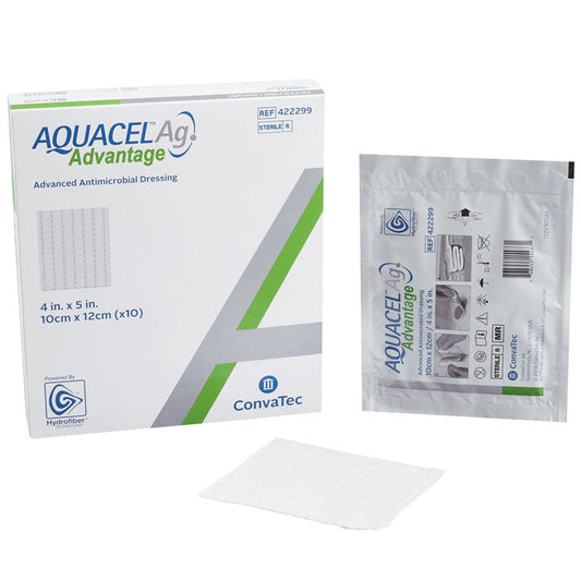 Aquacel Ag Advantage Silver Hydrofiber Dressings Square 4 x 5 inches