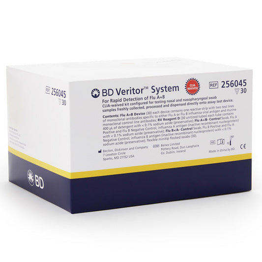 BD Veritor Plus System Influenza A+B Nasal Swab Test Kit, Nasopharyngeal Swab Sample, 30 Tests Per Box