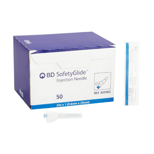BD 21 g x 1 inch SafetyGlide Needles, Thin Wall 50/box