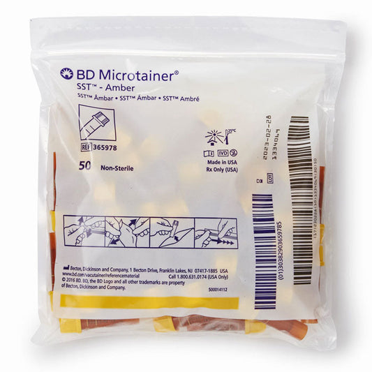 BD Microtainer SST Amber Capillary Blood Collection Tubes with Clot Activator & Separator Gel and Microgard Closure 15.3 x 46mm, 50/box