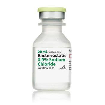 Bacteriostatic Sodium Chloride 0.9% Injection Normal Saline Multiple Dose 20 mL, 25/pk (Rx)