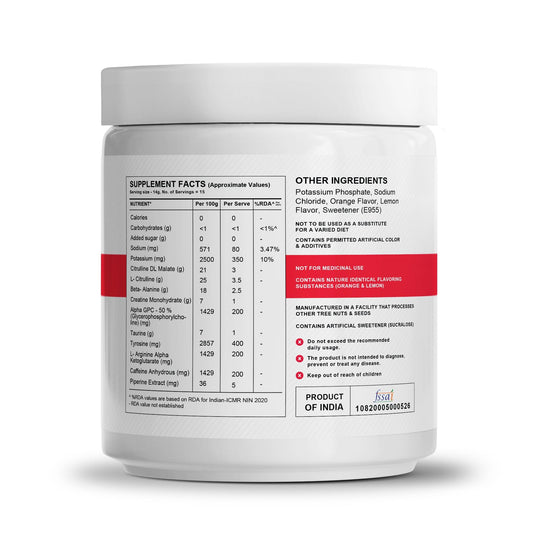 Wellcore - Beast Mode Pre Workout Supplement | Valencia Orange - (210g, 15 Servs)