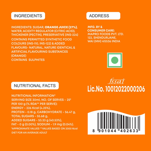 Mapro Orange Fruit Crush - 750 ml
