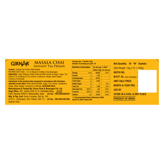 Girnar Premix Masala Chai - 140 gms