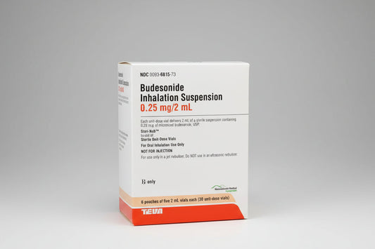 Budesonide Inhalation Suspension 0.25 mg / 2 mL Single Unit-Dose Vials (Rx) 30 Individually wrapped