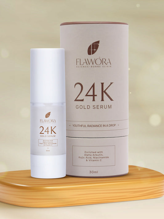 Flawora 24k Gold Face Serum For Brightening & Anti-Aging Skin & D-Tan Lotion For Pigmentation Tan Removal