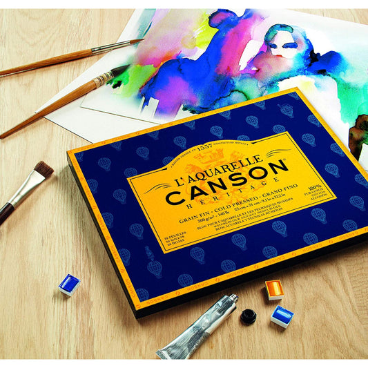 Canson Hritage Cotton 300 Gsm Cold Pressed 31 X 41 Cm Paper Block(White- 20 Sheets)