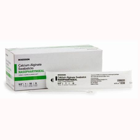 Nasopharyngeal Collection Swab Calcium Alginate Tipped Swabsticks with Aluminum Shaft, 50/Box