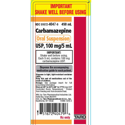 Carbamazepine Oral Suspension USP, 100 mg/5 mL Liquid 450 mL (RX)