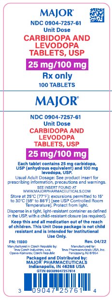 Carbidopa and Levodopa 25 mg/ 100 mg Unit Dose Tablets (10 Packs of 10) 100 Count (RX)