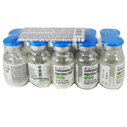 Ceftriaxone Sodium Injection 1 Gram Single-Dose Vial 15 mL by Pfizer (10-Pack) (Rx)
