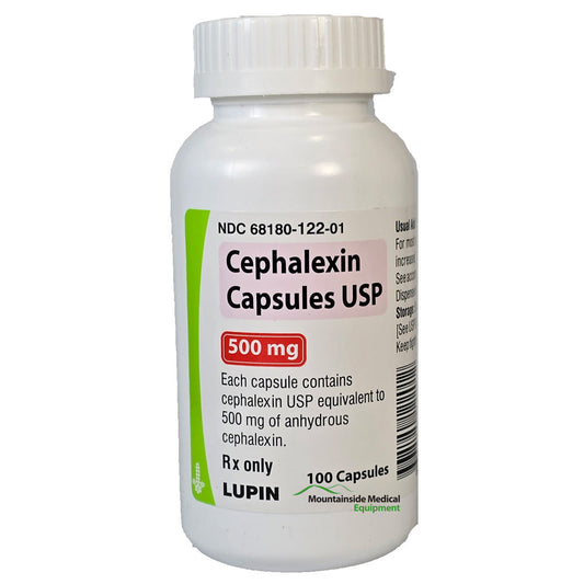 Cephalexin Capsules 500 mg by Lupin 100 Per Bottle (RX)