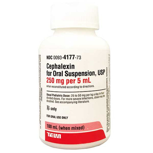 Cephalexin Monohydrate Oral Solution 250 mg/mL, Mixed Berry Flavor (RX)