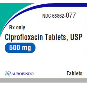 Ciprofloxacin Tablets 500 mg Antibiotic by Aurobindo 100 Count (RX)