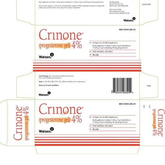 Crinone Progesterone Gel 4% Single Tubes 1.125 gm x 6/Box (RX)