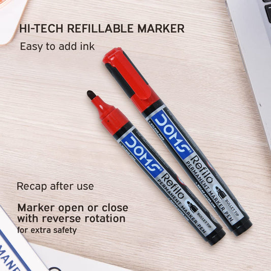 Doms Refilo Non-Toxic Hi-Tech Refillable Permanent Marker Pen