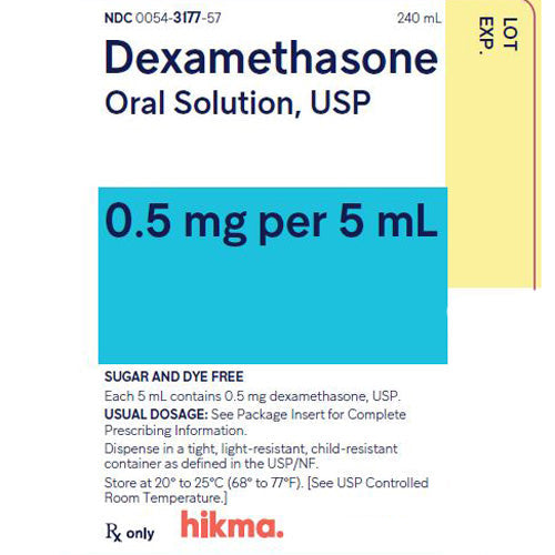Dexamethasone Oral Solution 0.5 mg/5 mL by Hikma 500 mL (RX)
