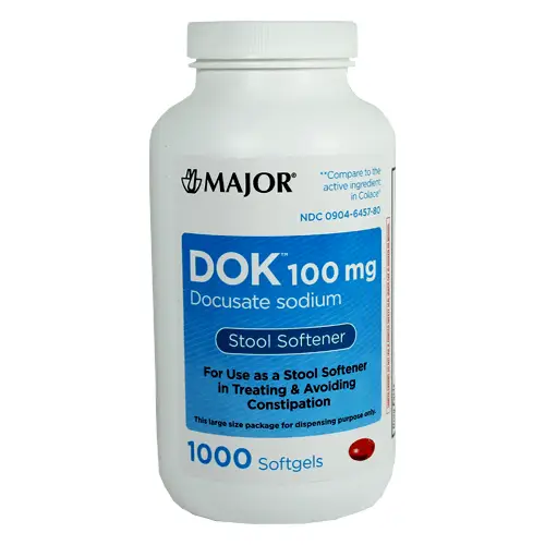 Stool Softener Laxative Docusate Sodium 100 mg, Bulk Bottle 1000 Softgels