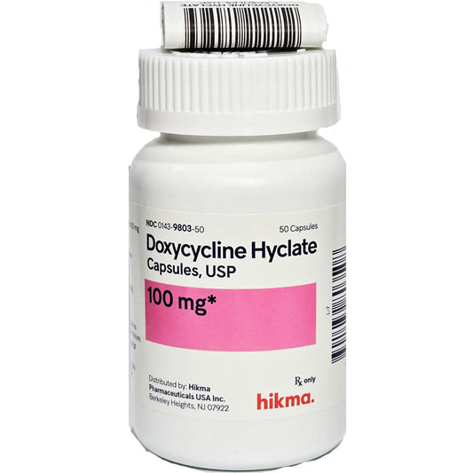 Doxycycline Hyclate 100 mg Capsules by Hikma, 50 Count (Rx)