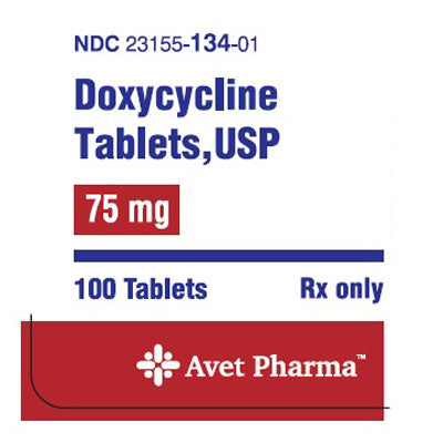 Doxycycline Tablets 75 mg by Avet Pharma 100 Count (RX)