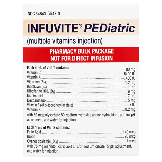 Infuvite Pediatric Multiple Vitamin Injection Pharmacy Bulk Pack Multiple-Dose Vials 50 mL/2 mL (10 Doses) (Rx) *Refrigerated*