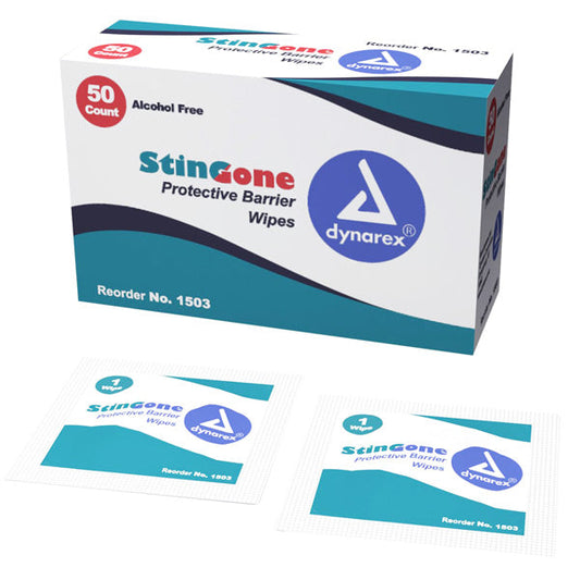 Stingone Skin Protective Barrier Wipes, Alcohol Free 50/Box by Dynarex