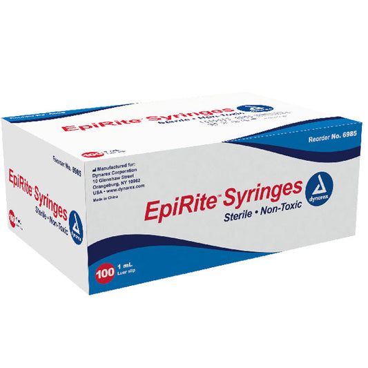 EpiRite Syringes 1 mL with Luer Slip, Without Needle, Sterile 100/Box