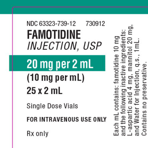 Famotidine for Injection 20 mg Per 2 mL, Preservative Free 2 mL x 25/Pack **Requires Refrigeration (RX)