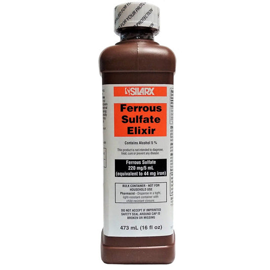 Ferrous Sulfate Elixir Liquid Iron Supplement 473 mL