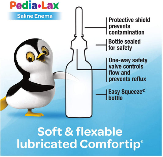 Fleet Pedia Lax Pediatric Childrens Saline Enema with Flexible Lubricated Comfortip