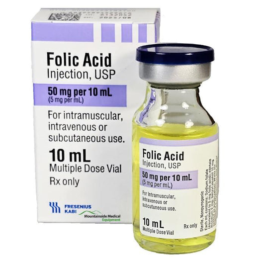 Folic Acid Injection IV Supplement for Folate Deficiency 50 mg/10 mL Multi Dose Vial 10 mL (Rx)