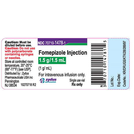 Fomepizole injection 1.5gm/1.5mL Single-Dose Vials 1 gram Vial by Zydus (RX)
