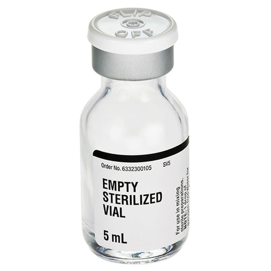 5 mL Empty Glass Medication Vials, Sterile, Clear 25 Count