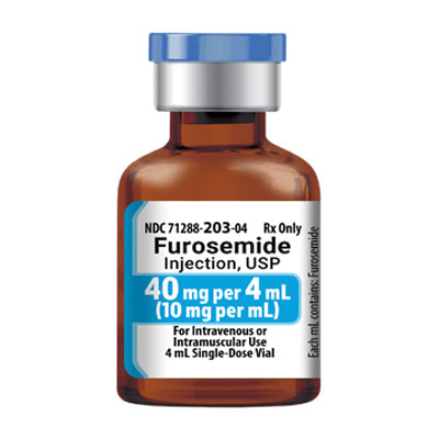 Furosemide Injection 40 mg Per 4 mL by Meitheal 4 mL x 25/Pack (RX)