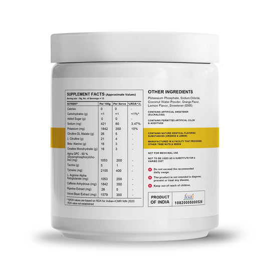 Wellcore - God Mode Pre Workout Supplement | Valencia Orange - (285g, 15 Servings)