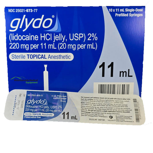 Glydo Lidocaine Jelly 2% Prefilled Syringe 11 mL 20 mg/mL Preservative Free, 10/Box (Rx)