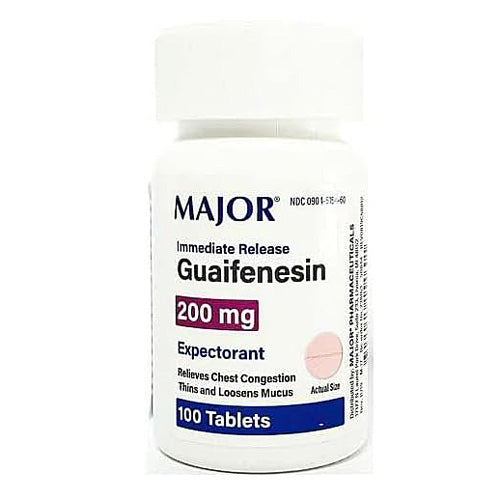 Guaifenesin Expectorant Tablets 200 mg Chest Congestion Relief Medicine 100 Count