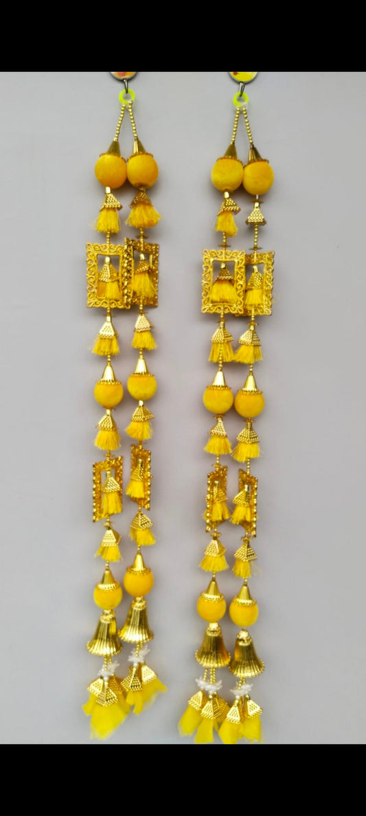 Handcrafted Bandarwaar Toran Door Hanging – Auspicious Home Decor - Red and Yellow Colors