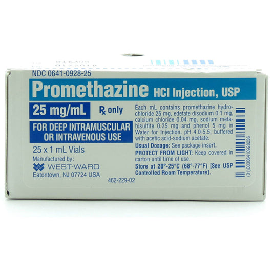 Promethazine HCL for Injection 25 mg Single-Dose Vials 1 mL x 25/Tray (Rx)