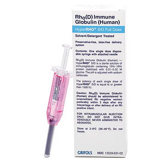 HyperRHO S/D WHS, Immune Globulin Full-Dose 300U (300 MCG) Prefilled Syringe 1/Box (Rx) *Refrigerated*
