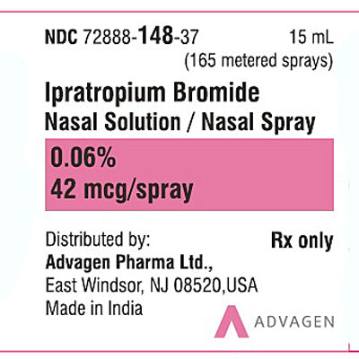 Ipratropium Nasal Spray (Bromide )0.06% Solution 15 mL (165 Metered Sprays)