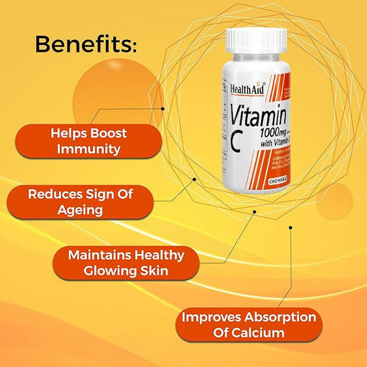 HealthAid Vitamin C 1000 mg Complex with Vitamin D Chewable Tablets